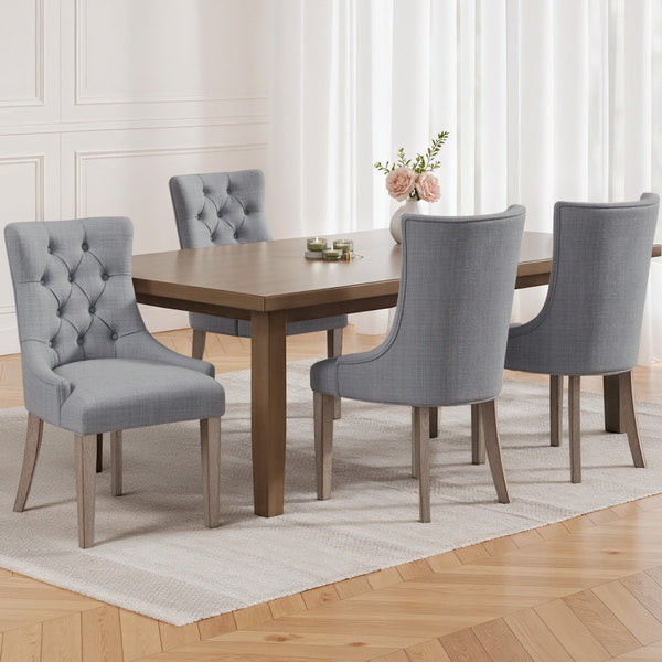 Artiss Dining Chairs Set of 4 Linen French Provincial Grey Artiss