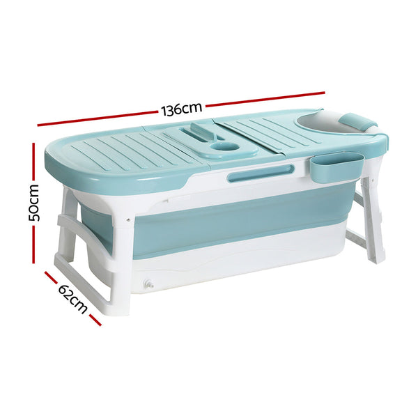 Weisshorn Foldable Bathtub Portable Folding Water Spa with Cover Plate 136x62cm Weisshorn