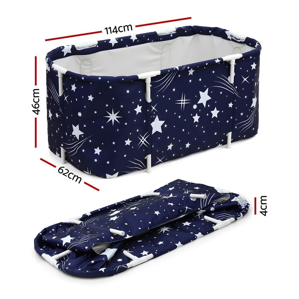 Weisshorn Foldable Bathtub PVC SPA Bucket Inflatable Cushion 114x62cm Star Navy Awezingly