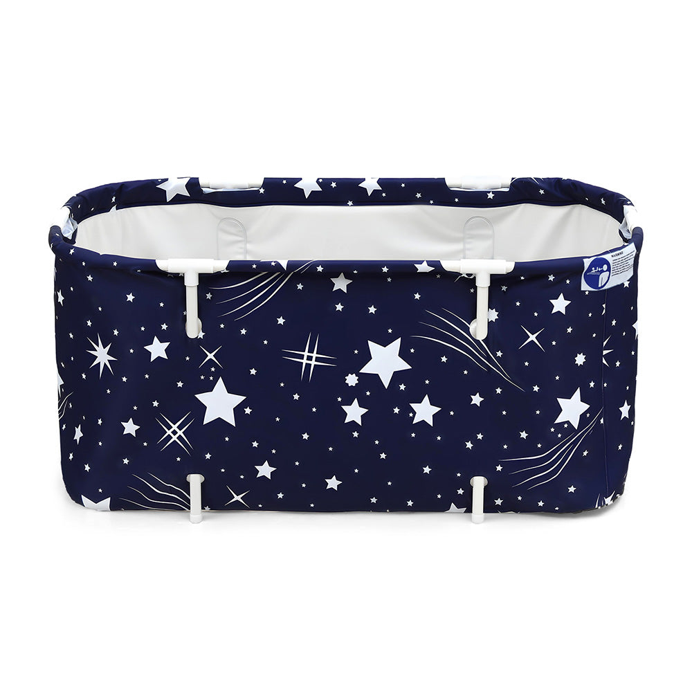 Weisshorn Foldable Bathtub PVC SPA Bucket Inflatable Cushion 114x62cm Star Navy Awezingly