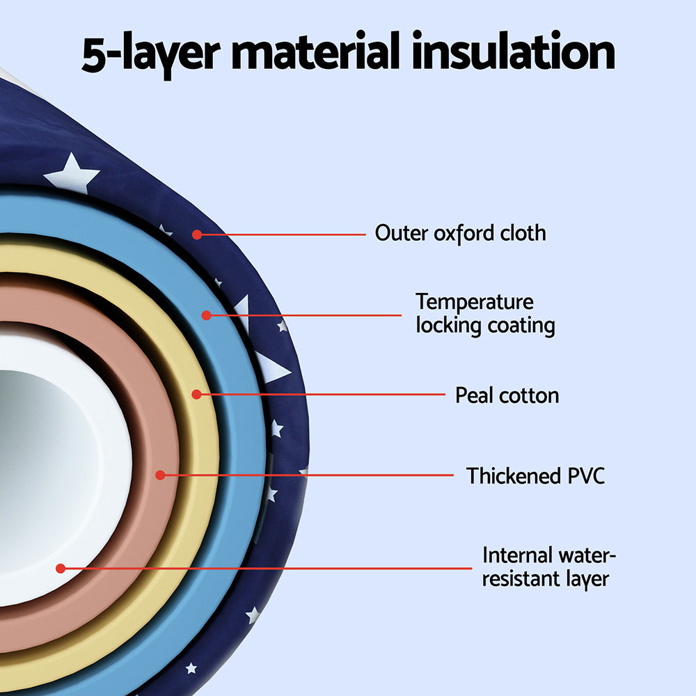 Weisshorn Foldable Bathtub PVC SPA Bucket Inflatable Cushion 114x62cm Star Navy Awezingly