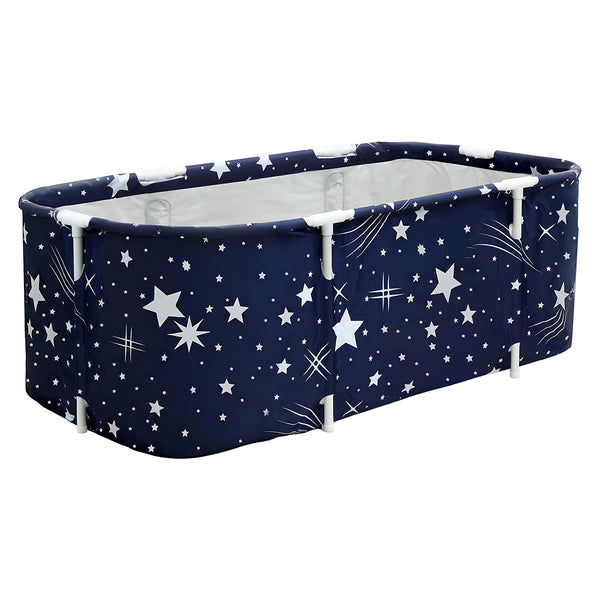 Weisshorn Foldable Bathtub PVC SPA Bucket Inflatable Cushion 134x65cm Star Navy Awezingly