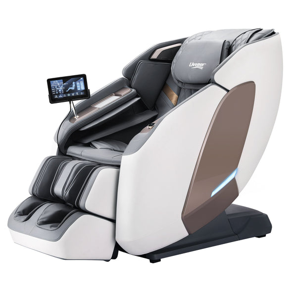 Livemor Prestige 4D Dual Mechanism Massage Chair, Full Body Zero Gravity Recliner with Extended SL Track, Body Scan, Air Compression, Waist Heating, Foot Rollers, Voice Control & Wireless Charging Awezingly