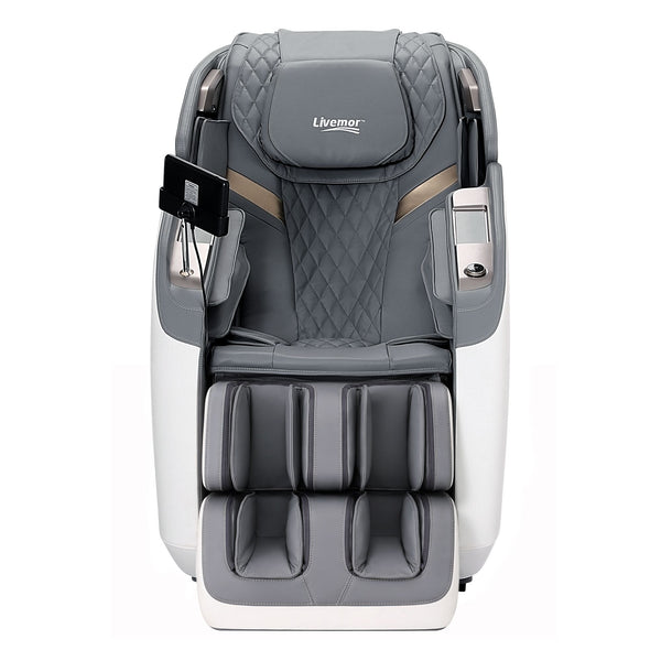 Livemor Prestige 4D Dual Mechanism Massage Chair, Full Body Zero Gravity Recliner with Extended SL Track, Body Scan, Air Compression, Waist Heating, Foot Rollers, Voice Control & Wireless Charging Awezingly