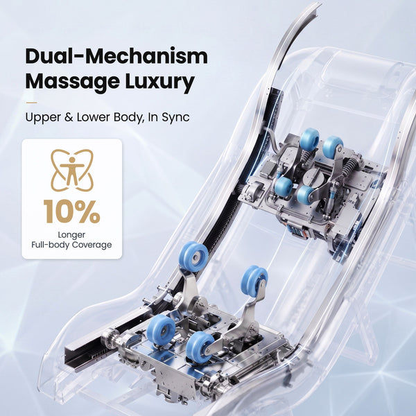 Livemor Prestige 4D Dual Mechanism Massage Chair, Full Body Zero Gravity Recliner with Extended SL Track, Body Scan, Air Compression, Waist Heating, Foot Rollers, Voice Control & Wireless Charging Awezingly