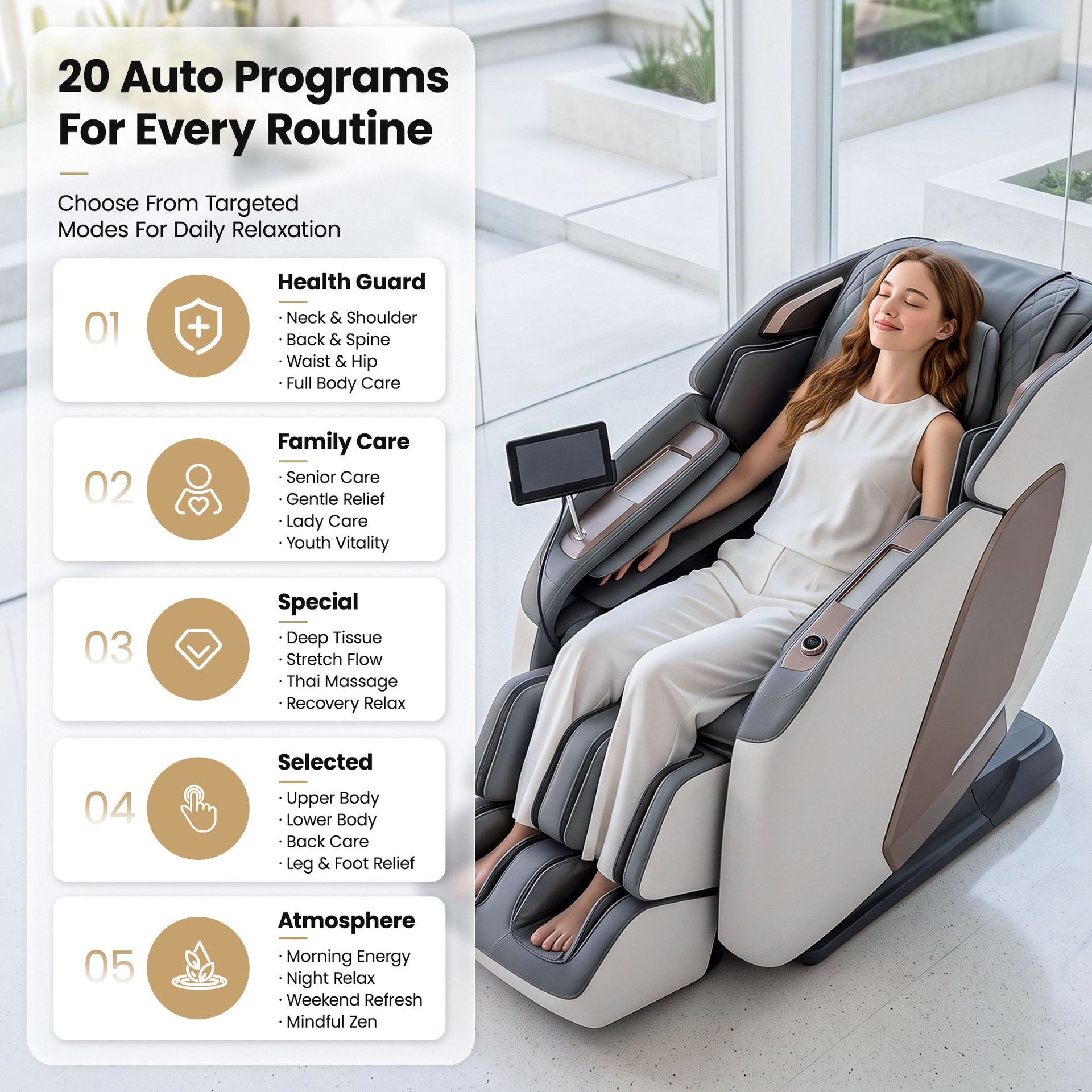 Livemor Prestige 4D Dual Mechanism Massage Chair, Full Body Zero Gravity Recliner with Extended SL Track, Body Scan, Air Compression, Waist Heating, Foot Rollers, Voice Control & Wireless Charging Awezingly
