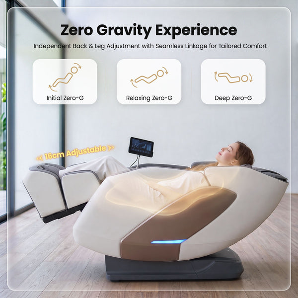 Livemor Prestige 4D Dual Mechanism Massage Chair, Full Body Zero Gravity Recliner with Extended SL Track, Body Scan, Air Compression, Waist Heating, Foot Rollers, Voice Control & Wireless Charging Awezingly