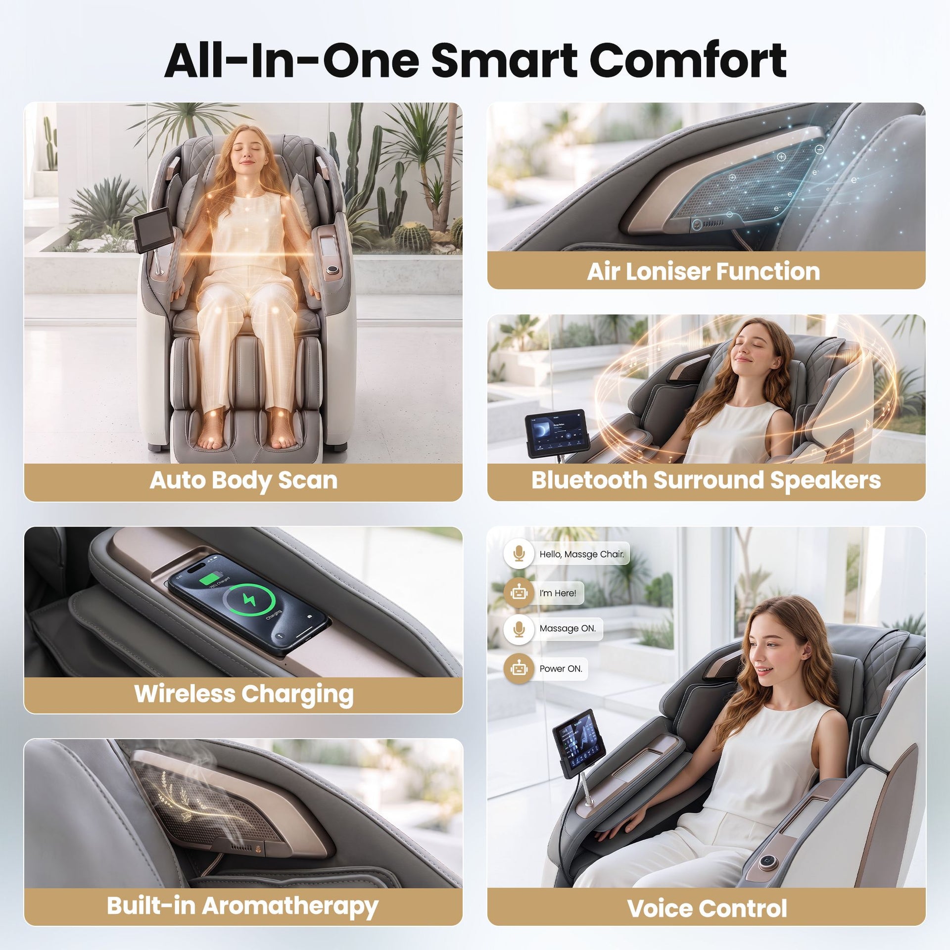 Livemor Prestige 4D Dual Mechanism Massage Chair, Full Body Zero Gravity Recliner with Extended SL Track, Body Scan, Air Compression, Waist Heating, Foot Rollers, Voice Control & Wireless Charging Awezingly