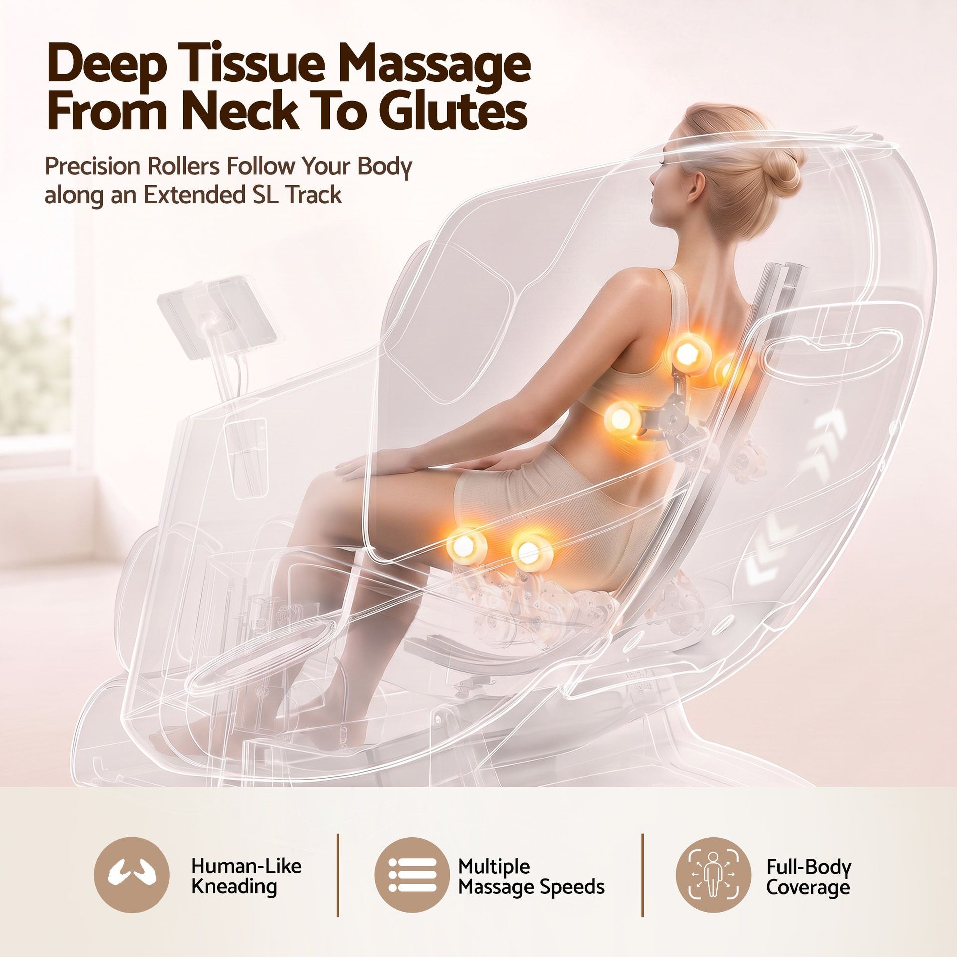 Livemor Elite 4D Massage Chair Recliner, SL Track Zero Gravity & Heat Auto Body Scan, 12 Auto Programs, 3 Zero-G Positions, Foot Rollers, Airbag Compression, Bluetooth Speaker, Wireless Charging Awezingly