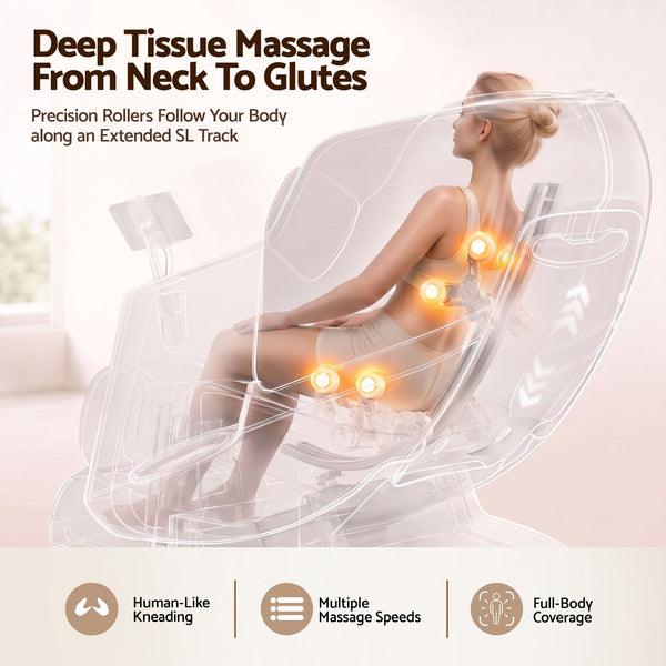 Livemor Elite 4D Massage Chair Recliner, SL Track Zero Gravity & Heat Auto Body Scan, 12 Auto Programs, 3 Zero-G Positions, Foot Rollers, Airbag Compression, Bluetooth Speaker, Wireless Charging Awezingly