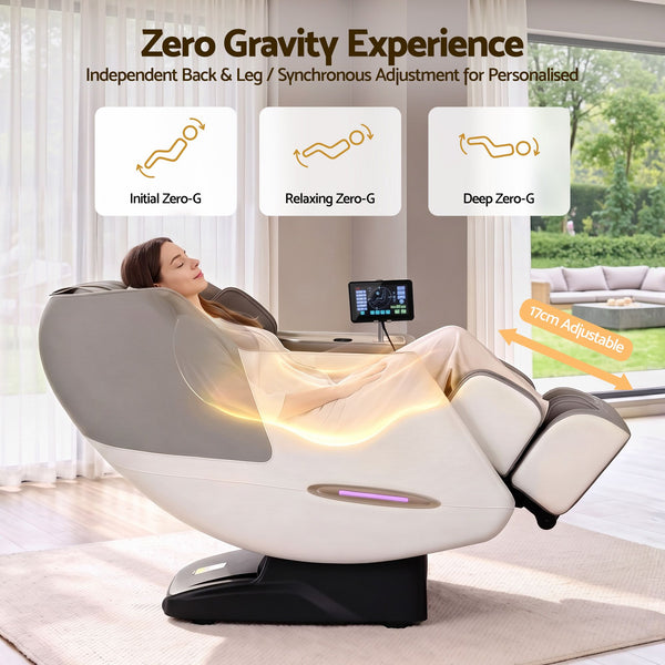 Livemor Elite 4D Massage Chair Recliner, SL Track Zero Gravity & Heat Auto Body Scan, 12 Auto Programs, 3 Zero-G Positions, Foot Rollers, Airbag Compression, Bluetooth Speaker, Wireless Charging Awezingly