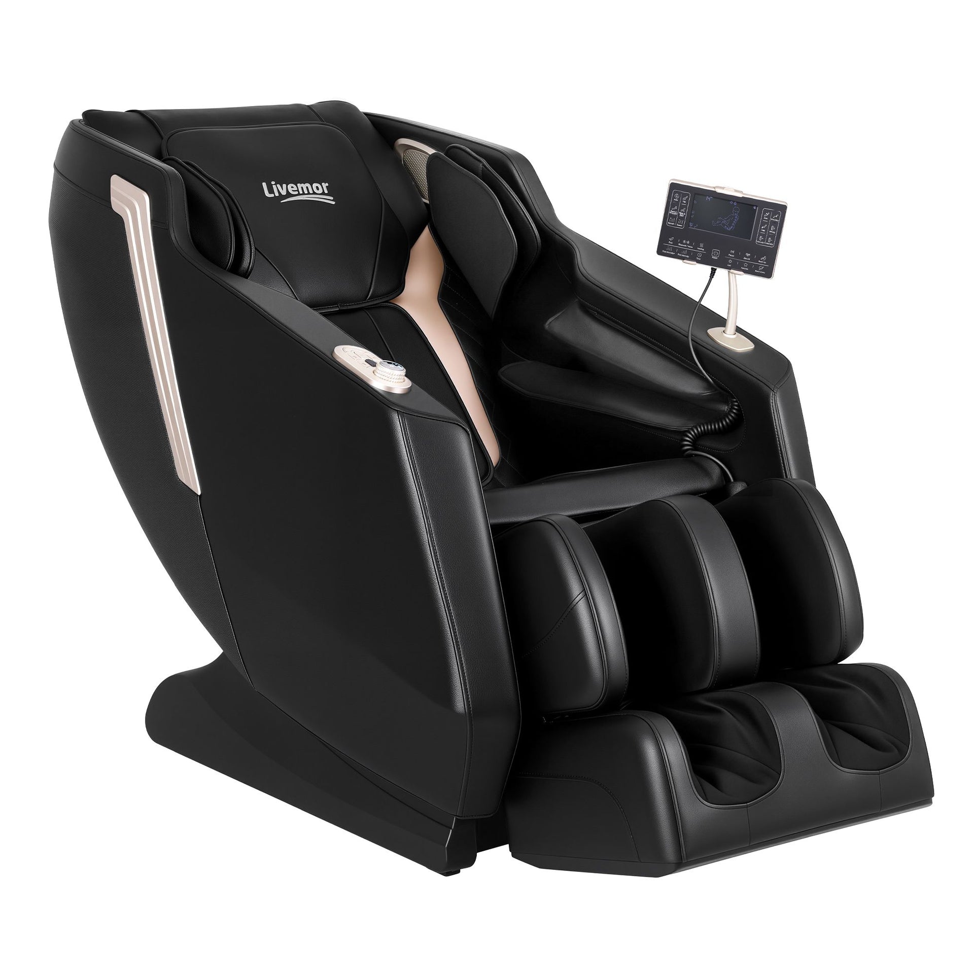 Livemor Flex Massage Chair Full Body with Heat Zero Gravity Recliner, 24 Airbags, Foot Massage, 6 Auto Programs, Voice Control, Bluetooth Speakers, Screen Control, Extendable Footrest Awezingly