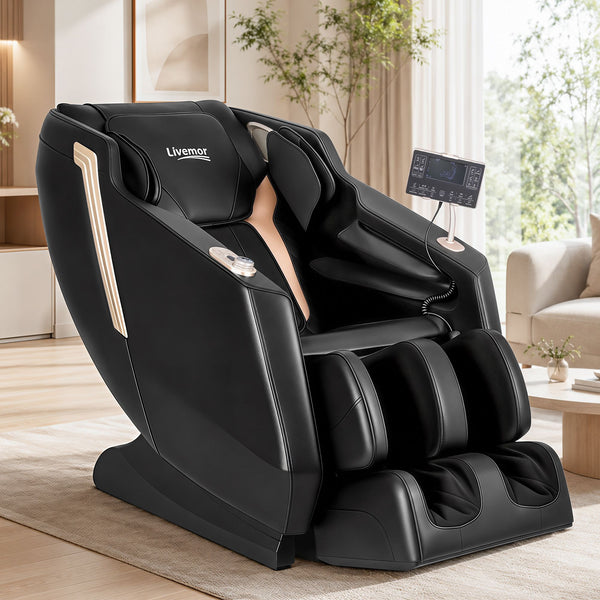 Livemor Flex Massage Chair Full Body with Heat Zero Gravity Recliner, 24 Airbags, Foot Massage, 6 Auto Programs, Voice Control, Bluetooth Speakers, Screen Control, Extendable Footrest Awezingly