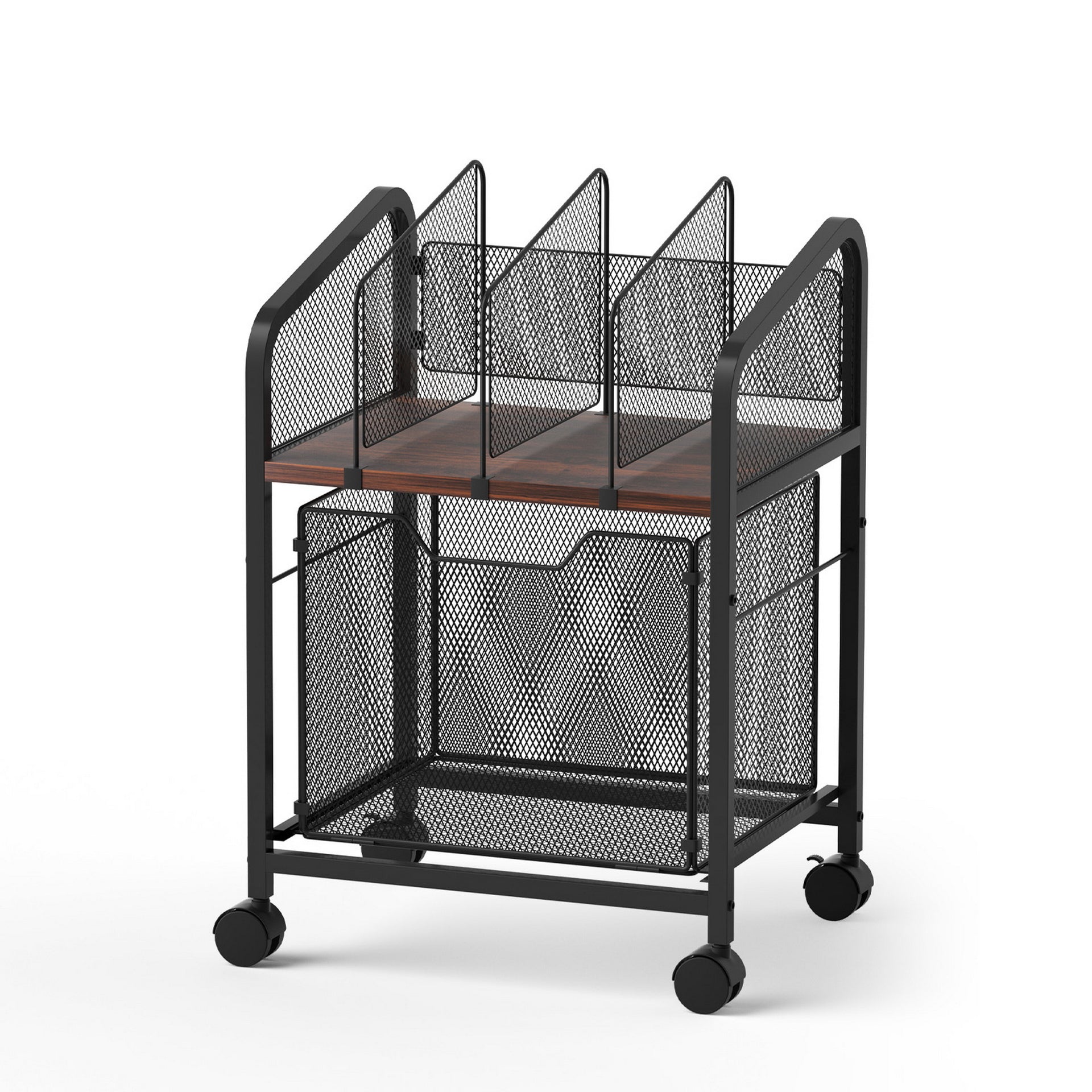 Artiss Mobile File Cabinet Rolling with Locking Wheels Wood Top Compact Storage Organiser Black Awezingly