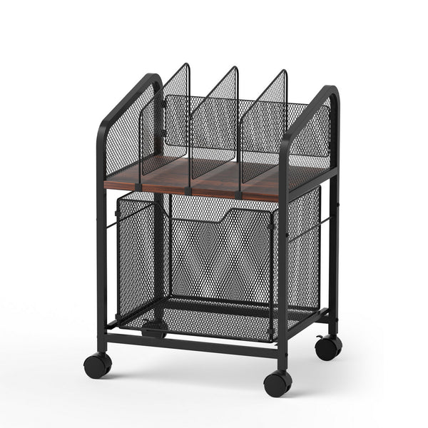 Artiss Mobile File Cabinet Rolling with Locking Wheels Wood Top Compact Storage Organiser Black Awezingly