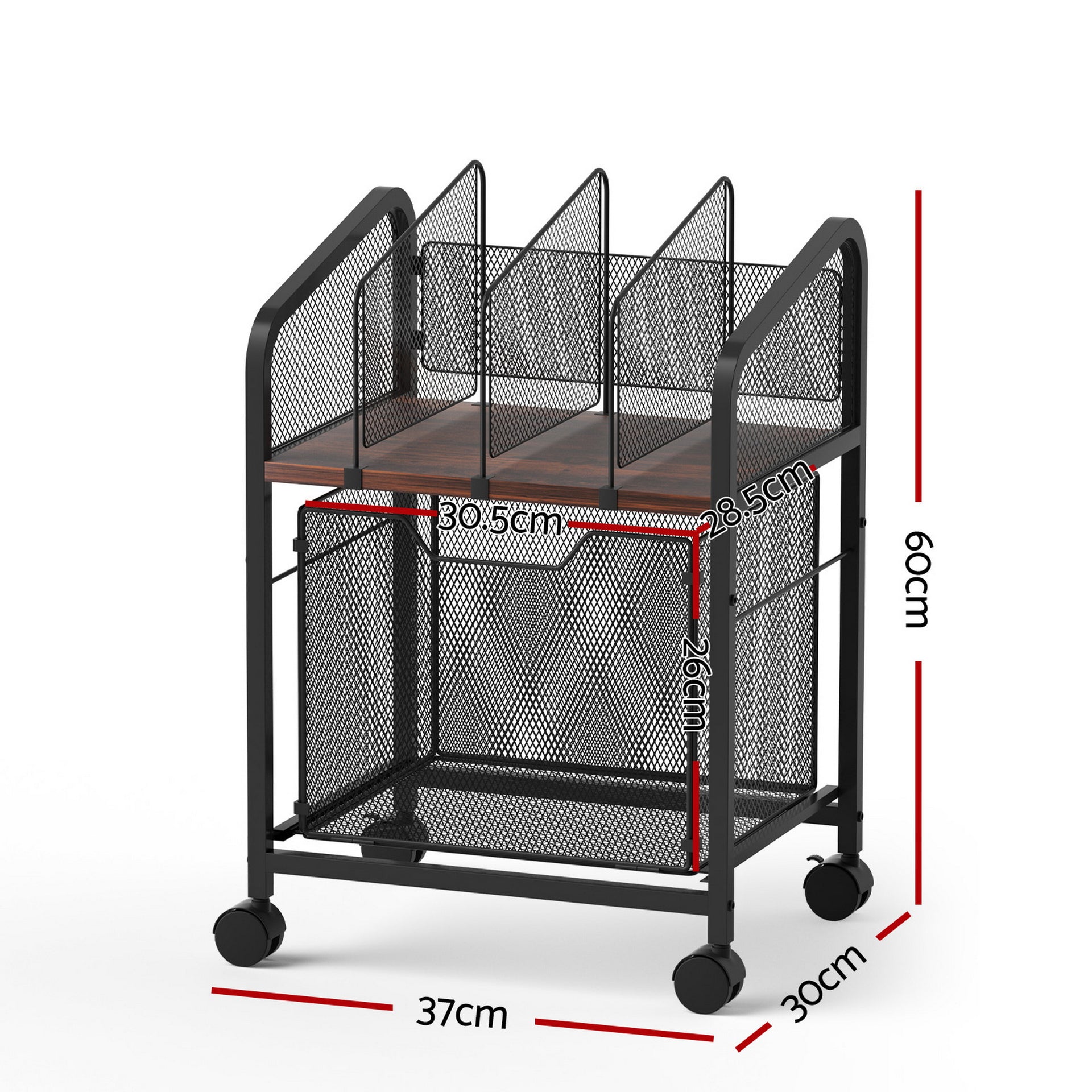 Artiss Mobile File Cabinet Rolling with Locking Wheels Wood Top Compact Storage Organiser Black Awezingly