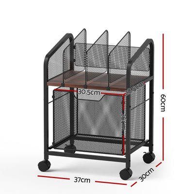 Artiss Mobile File Cabinet Rolling with Locking Wheels Wood Top Compact Storage Organiser Black
