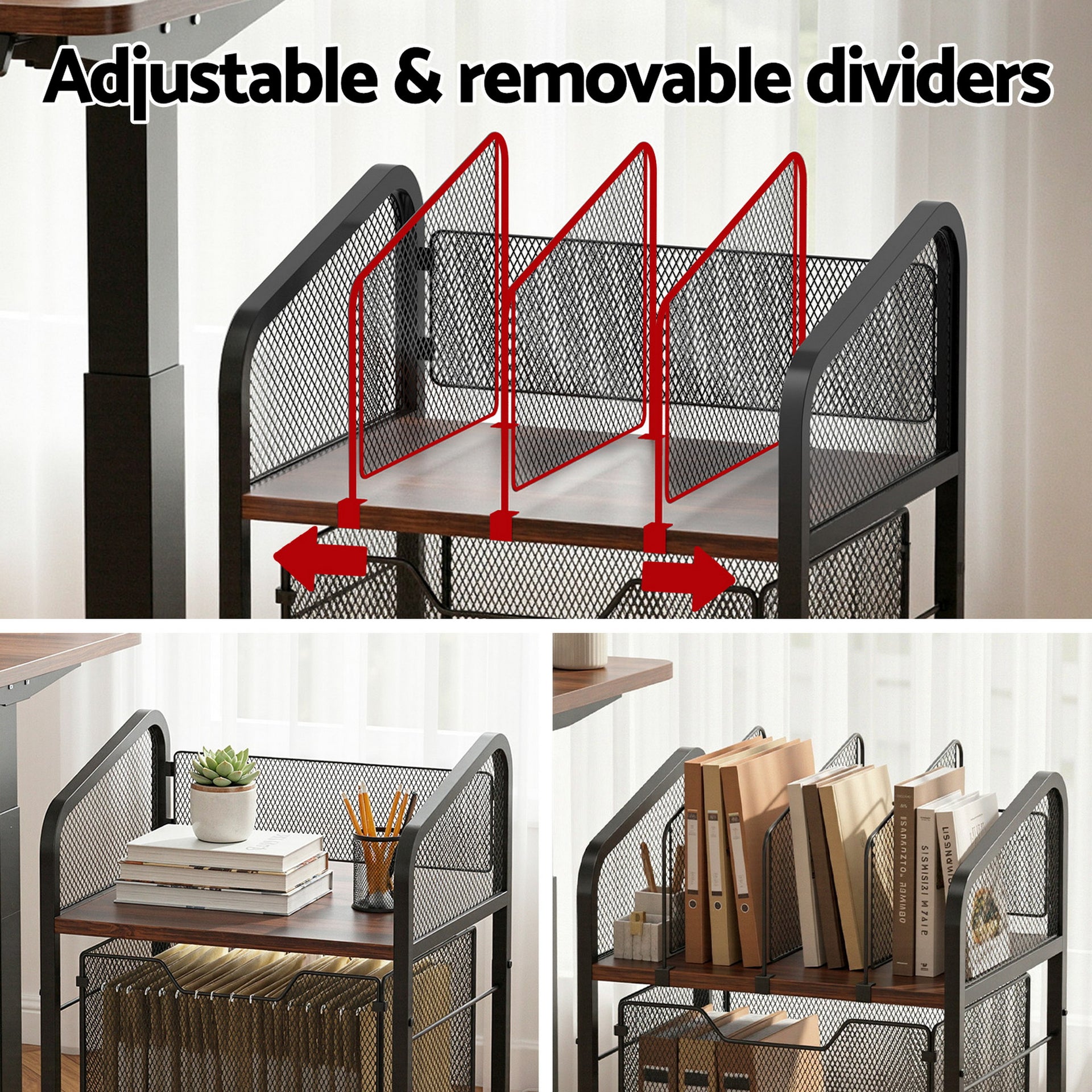 Artiss Mobile File Cabinet Rolling with Locking Wheels Wood Top Compact Storage Organiser Black Awezingly