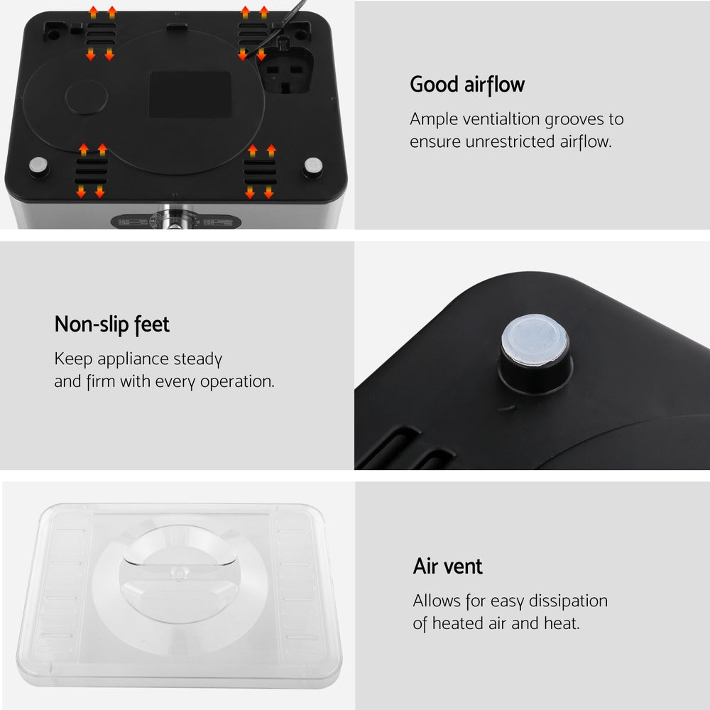 Devanti Food Dehydrators Jerky Dehydrator Fruit Dryer 5 Trays Stainless Steel Devanti