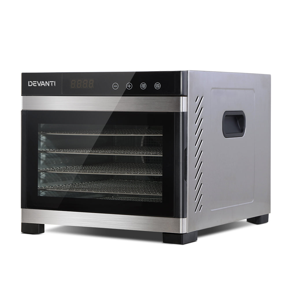 DEVANTi 6 Trays Commercial Food Dehydrator Stainless Steel Fruit Dryer Devanti