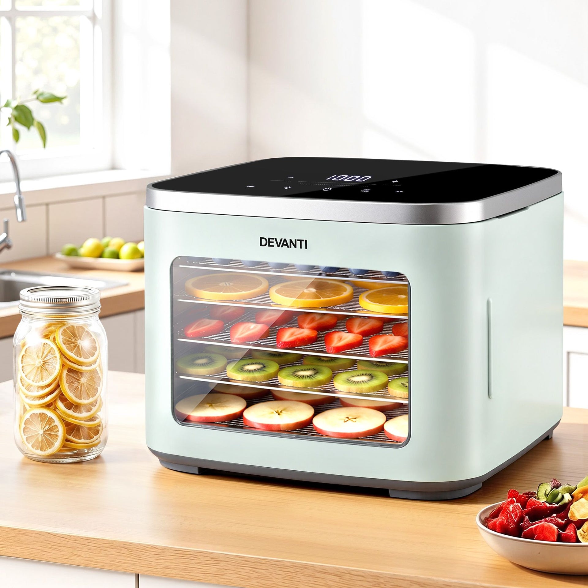 Devanti Food Dehydrator Machine 5 Tray Mini Fruit Dryer Maker Green Awezingly