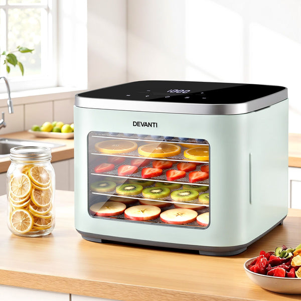 Devanti Food Dehydrator Machine 5 Tray Mini Fruit Dryer Maker Green Awezingly