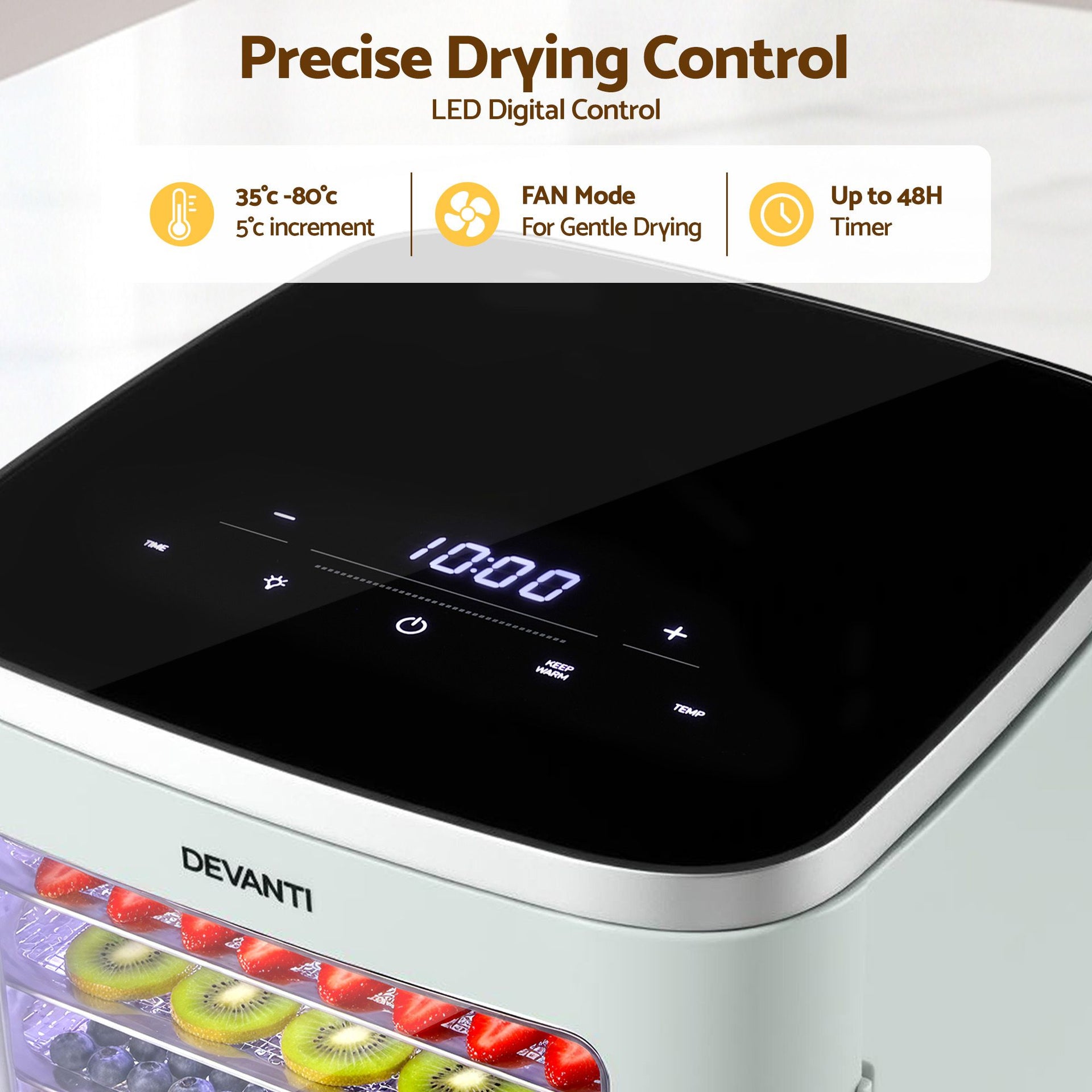 Devanti Food Dehydrator Machine 5 Tray Mini Fruit Dryer Maker Green Awezingly