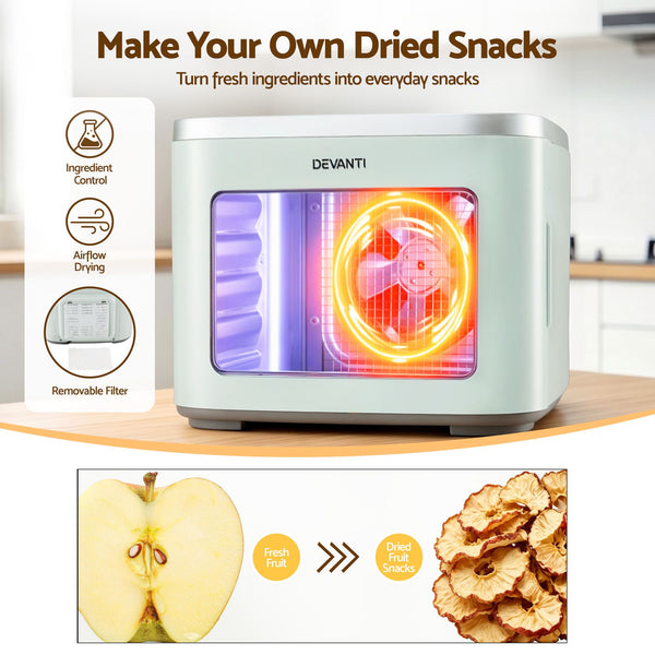 Devanti Food Dehydrator Machine 5 Tray Mini Fruit Dryer Maker Green Awezingly