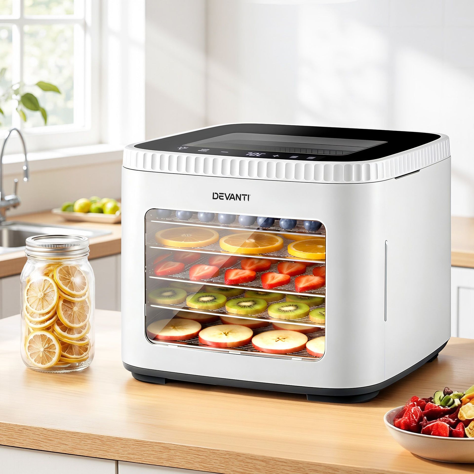 Devanti Food Dehydrator Machine 5 Tray Mini Fruit Dryer Maker White Awezingly