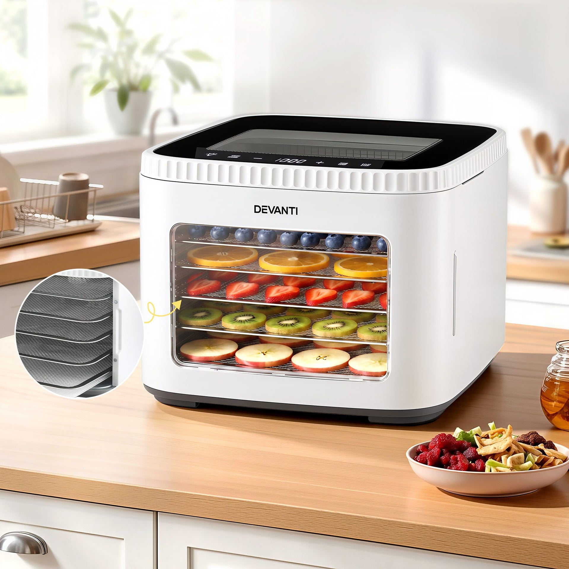 Devanti Food Dehydrator Machine 5 Tray Mini Fruit Dryer Maker White Awezingly