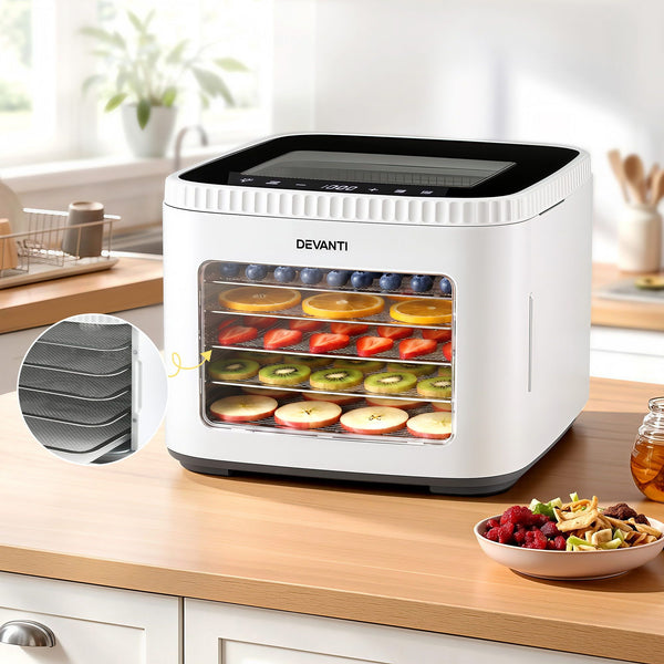 Devanti Food Dehydrator Machine 5 Tray Mini Fruit Dryer Maker White Awezingly