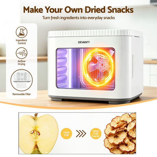 Devanti Food Dehydrator Machine 5 Tray Mini Fruit Dryer Maker White Awezingly