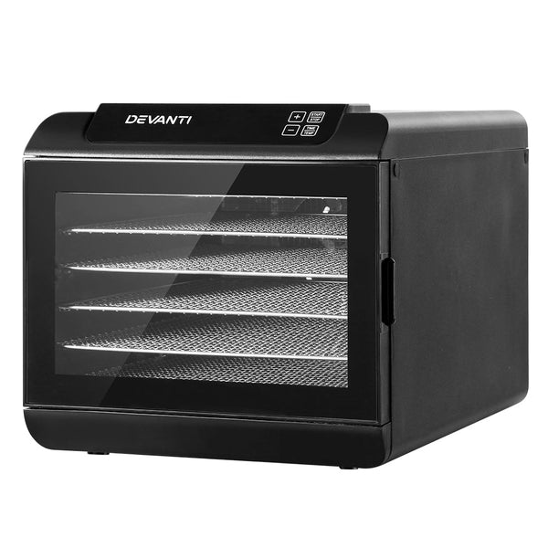 Devanti 6 Tray Food Dehydrators Commercial Beef Jerky Maker Fruit Dryer Black Devanti