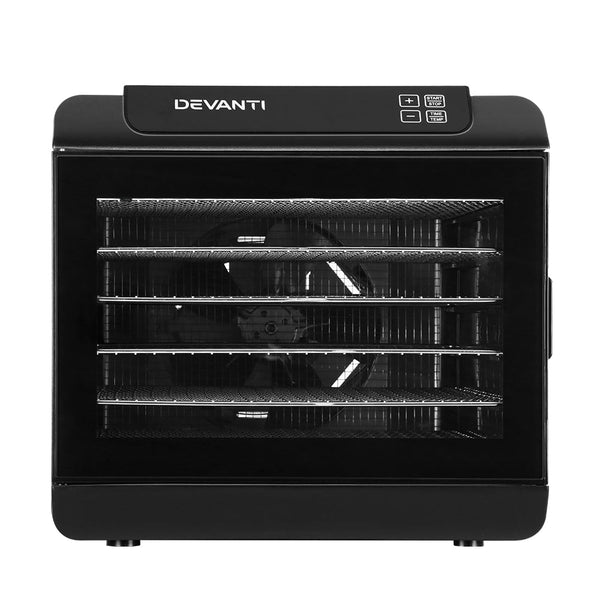 Devanti 6 Tray Food Dehydrators Commercial Beef Jerky Maker Fruit Dryer Black Devanti