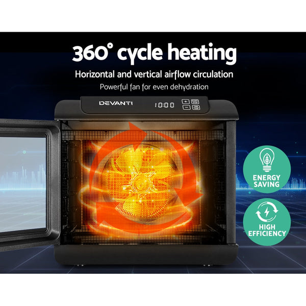 Devanti 6 Tray Food Dehydrators Commercial Beef Jerky Maker Fruit Dryer Black Devanti