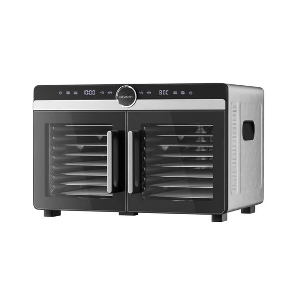 Devanti 16 Trays Food Dehydrator Dual-Zone Stainless Steel Devanti