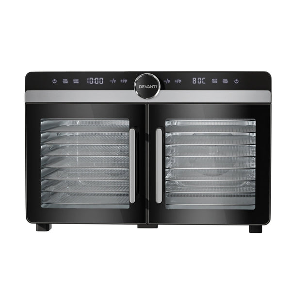 Devanti 16 Trays Food Dehydrator Dual-Zone Stainless Steel Devanti