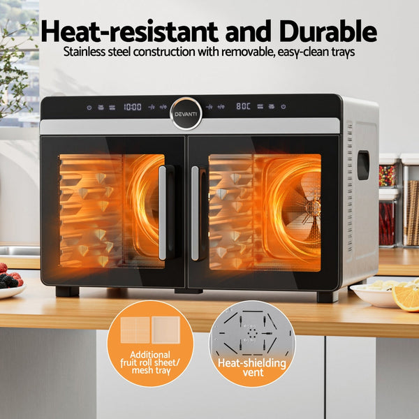 Devanti 16 Trays Food Dehydrator Dual-Zone Stainless Steel Devanti