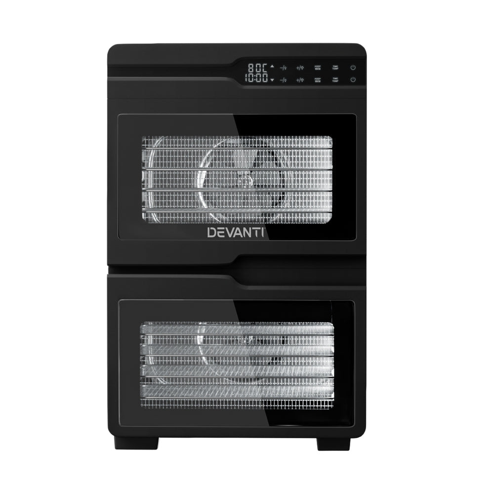 Devanti 12 Trays Food Dehydrator Dual-Zone Stainless Steel Fruit Jerky Dryer Devanti