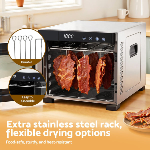 Devanti Food Dehydrator 6 Tray Fruit Dryer Jerky Maker With Stainless Steel Rack Devanti