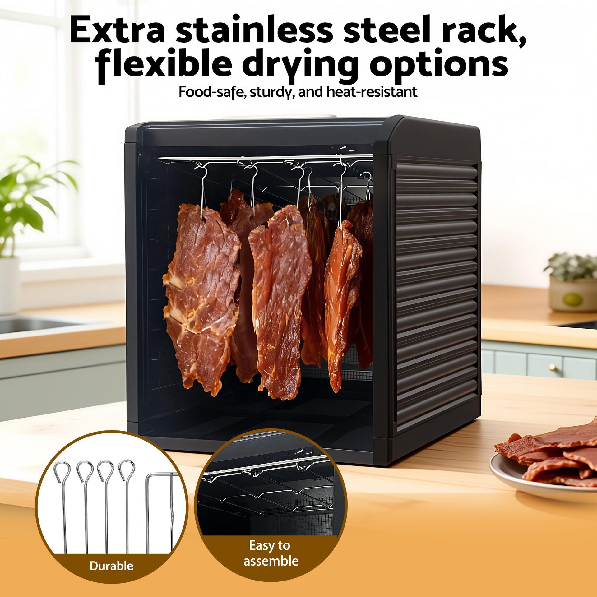 Devanti 9 Trays Food Dehydrator with Hanging Stainless Steel Tray Awezingly