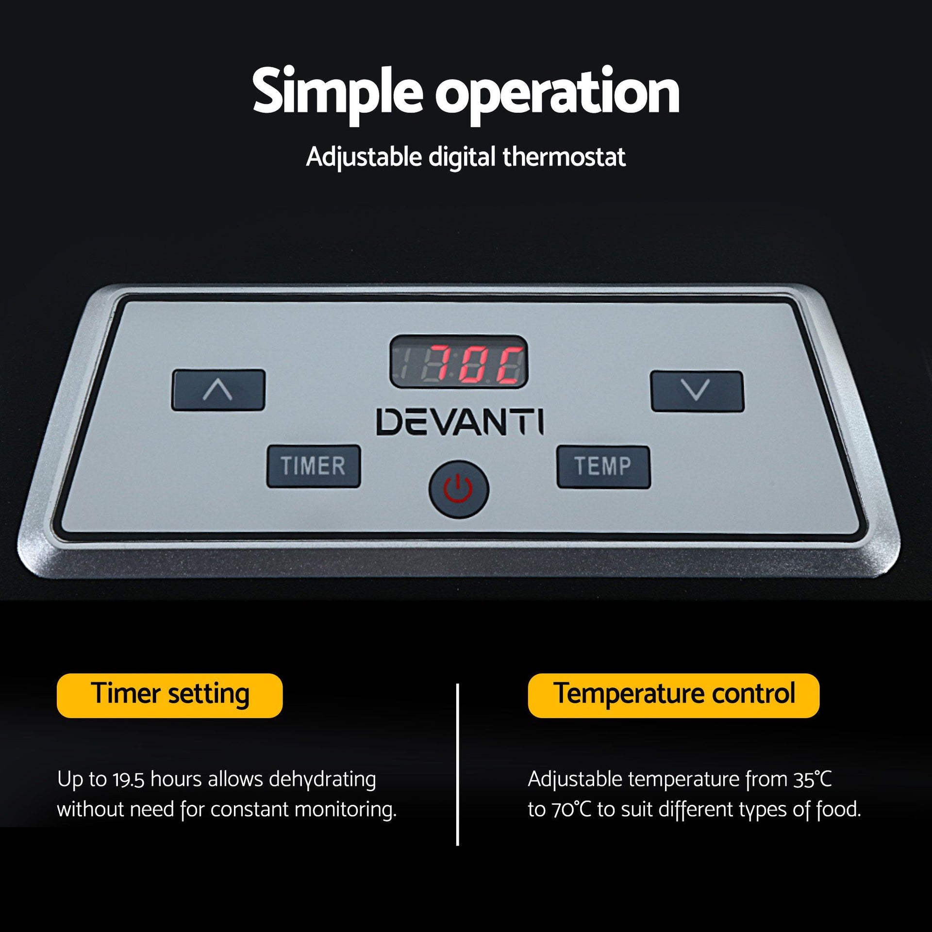 Devanti 9 Trays Food Dehydrator with Hanging Stainless Steel Tray Awezingly