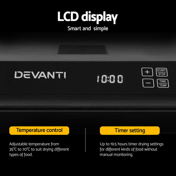 Devanti Food Dehydrator 6 Tray Fruit Dryer Jerky Maker With Stainless Steel Rack Devanti