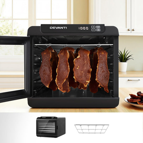 Devanti Food Dehydrator 6 Tray Fruit Dryer Jerky Maker With Stainless Steel Rack Devanti