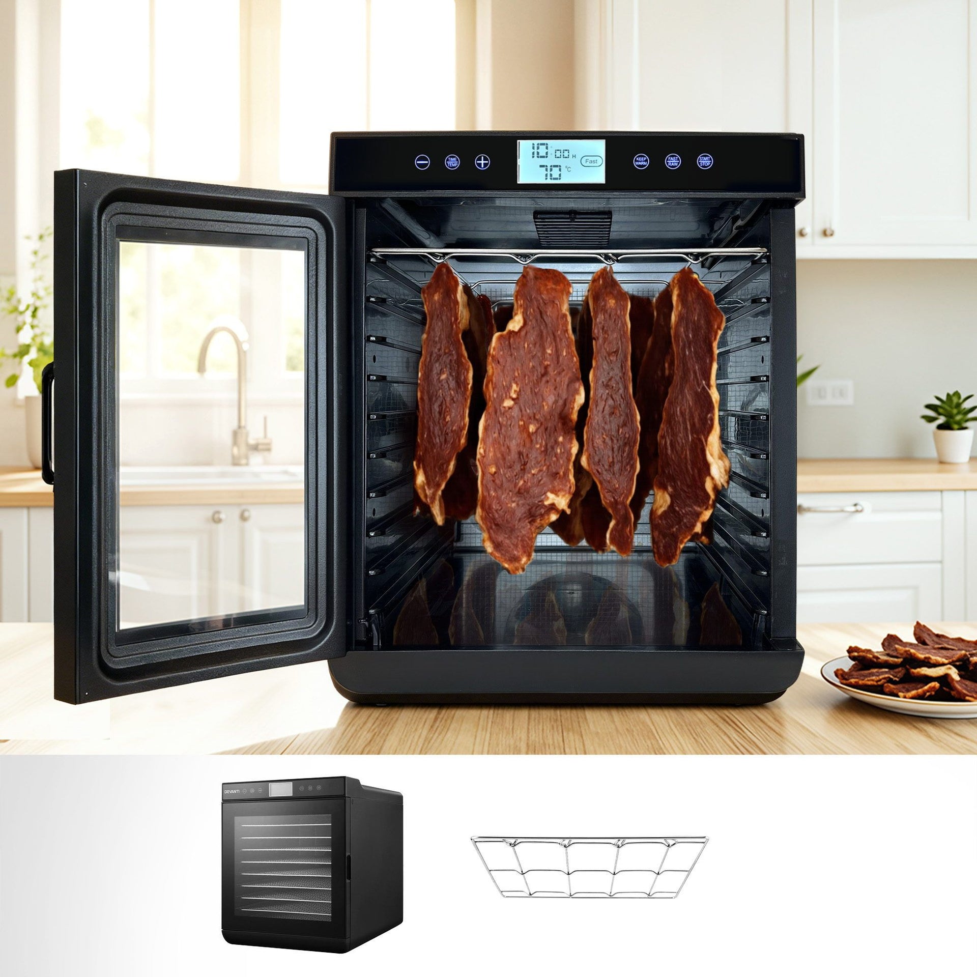 Devanti 10 Trays Food Dehydrator with Stainless Steel Tray Awezingly