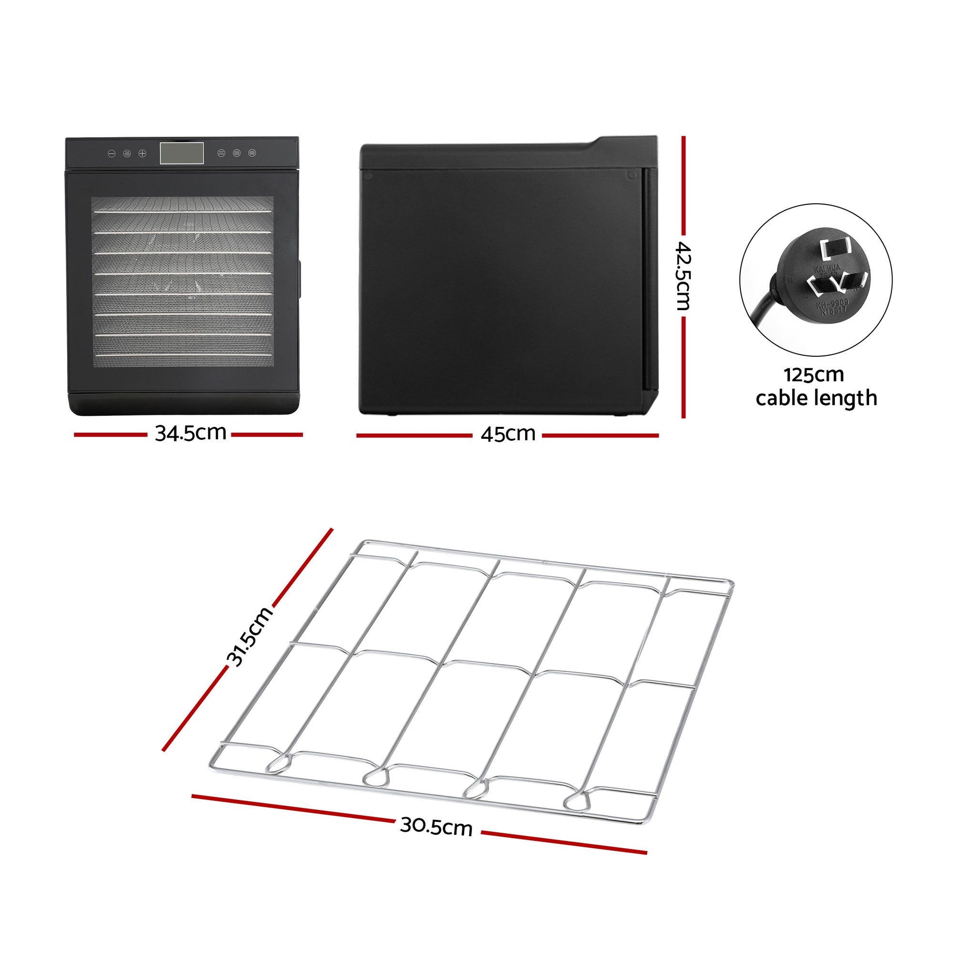 Devanti 10 Trays Food Dehydrator with Stainless Steel Tray Awezingly