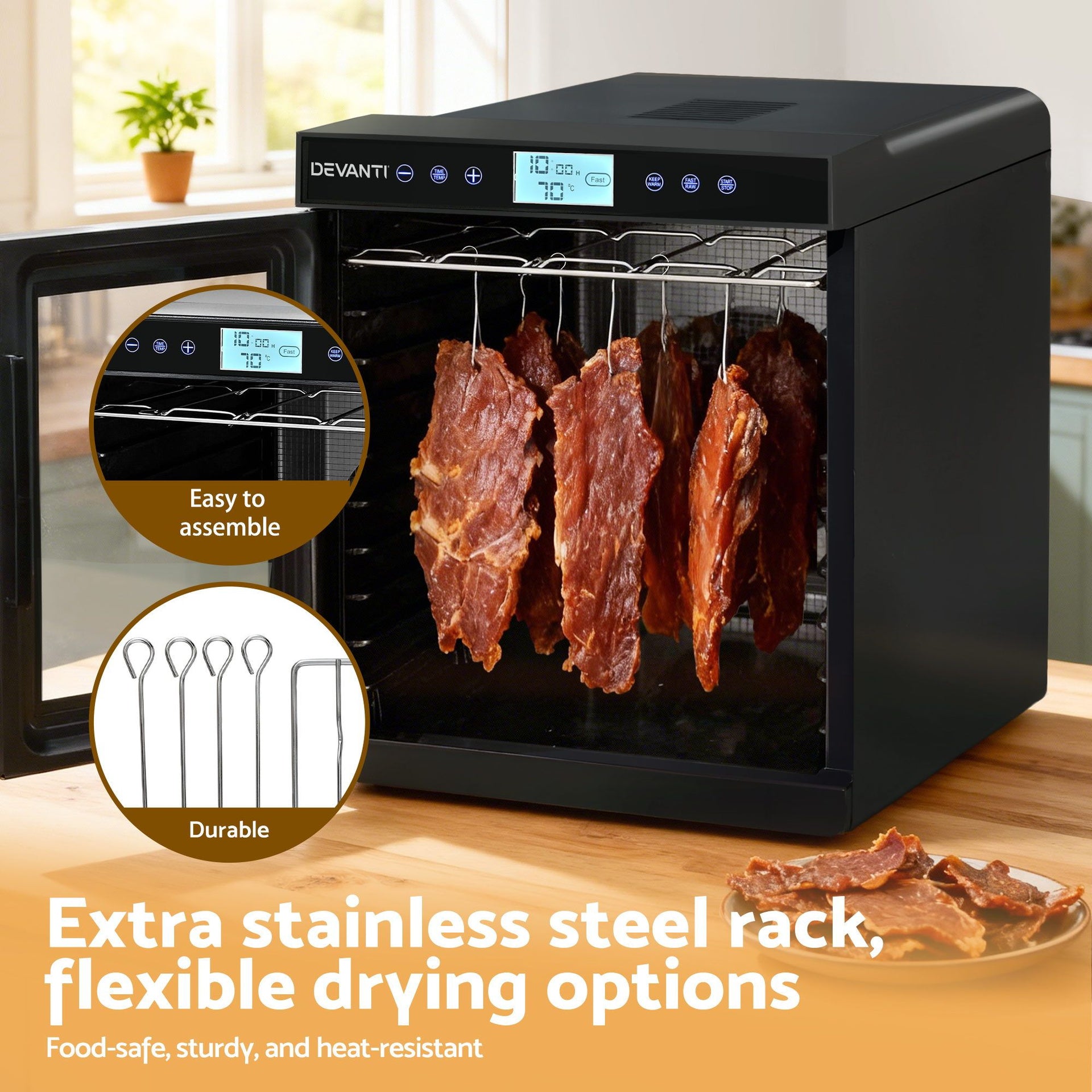 Devanti 10 Trays Food Dehydrator with Stainless Steel Tray Awezingly