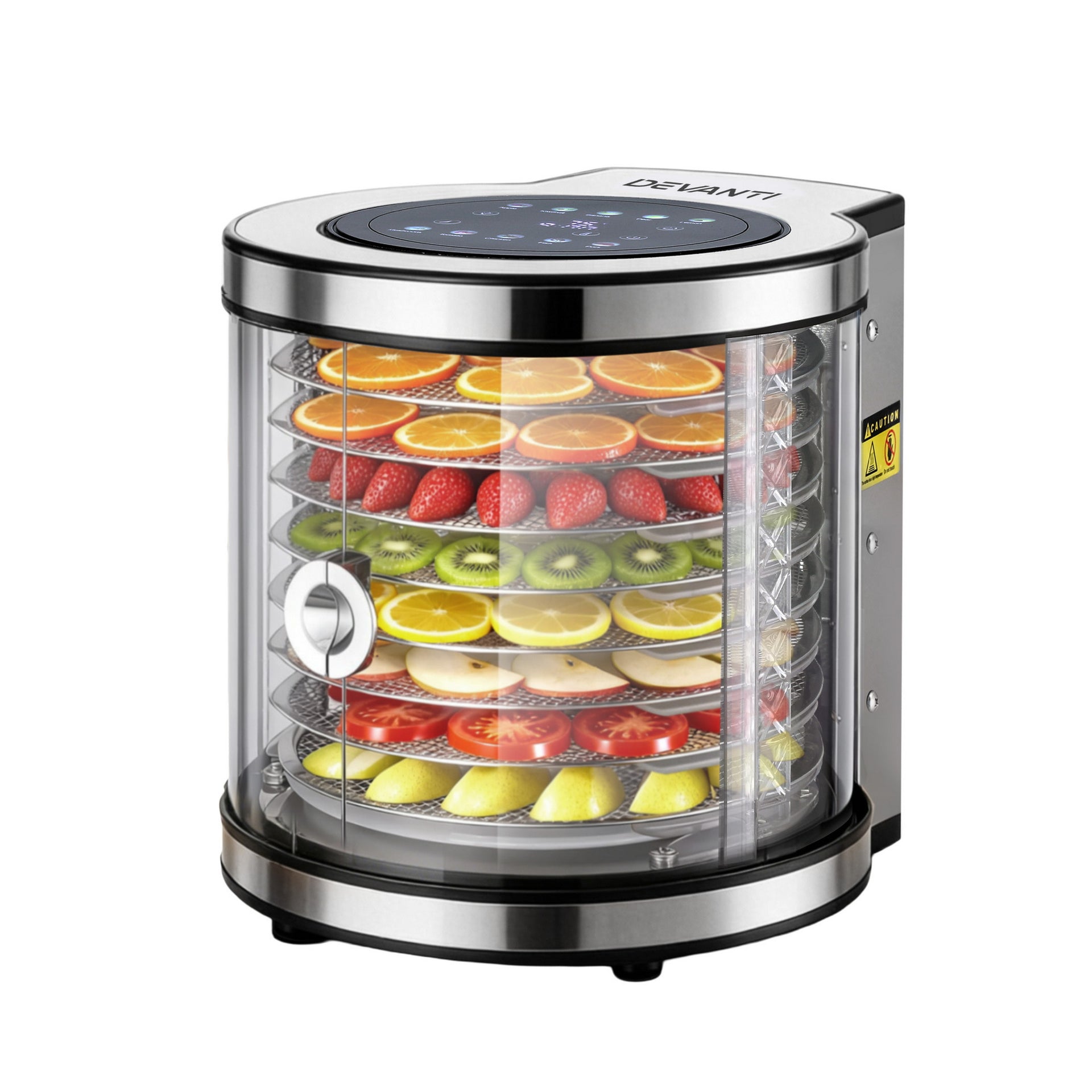Devanti 8 Trays Food Dehydrator Stainless Steel Auto-Rotate 10 Programs 700W Awezingly