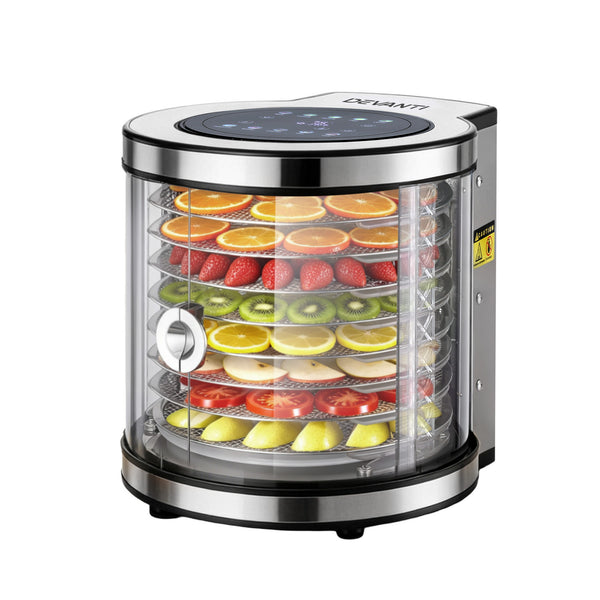 Devanti 8 Trays Food Dehydrator Stainless Steel Auto-Rotate 10 Programs 700W Awezingly