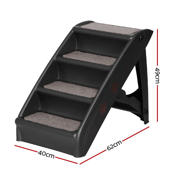 i.Pet Dog Ramp Steps For Bed Sofa Car Pet Stairs Ladder Portable Foldable Black i.Pet